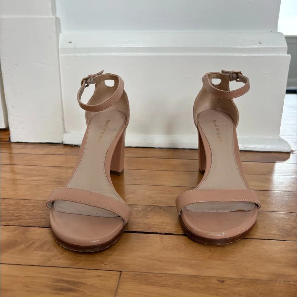 Stuart Weitzman Nude Ankle Strap Heels - Picture 2 of 10
